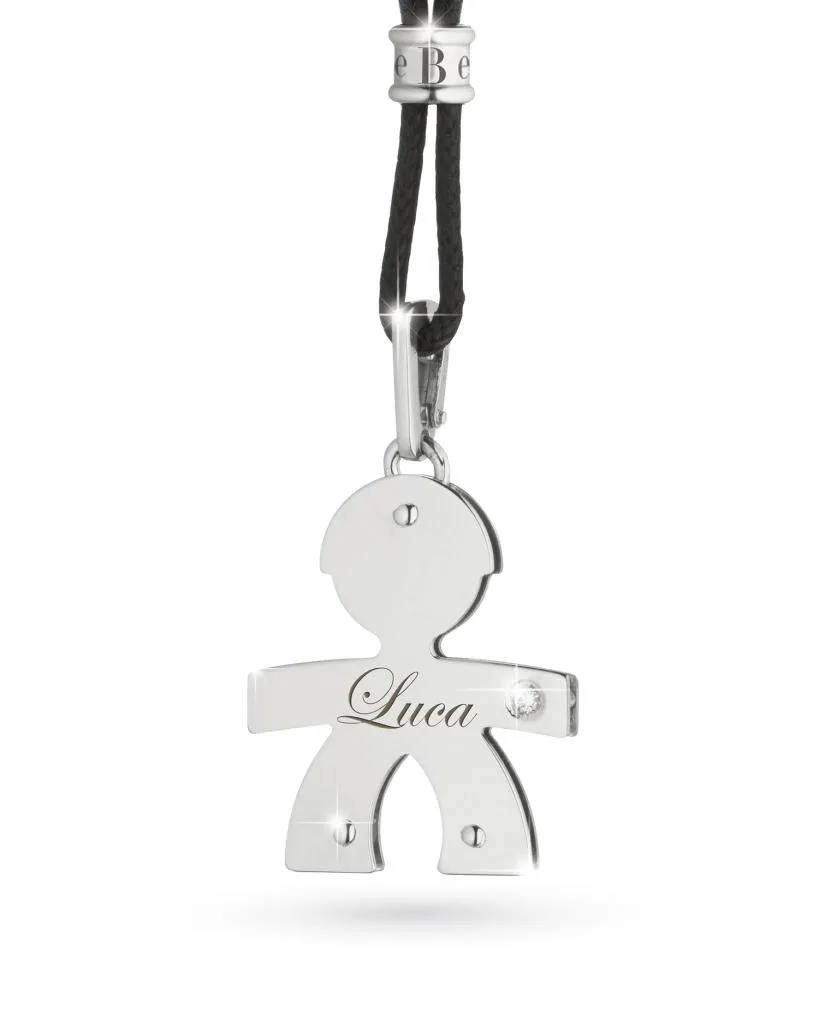 Ciondolo leBebe LBB009 bimbo grande in oro bianco 9kt con diamantino